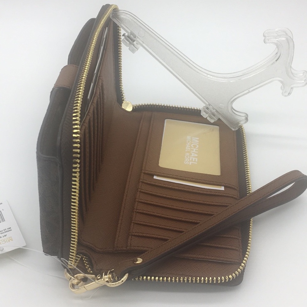 MICHAEL KORS MD ZA PHONE HOLDER WALLET BROWN - Picture 3 of 10